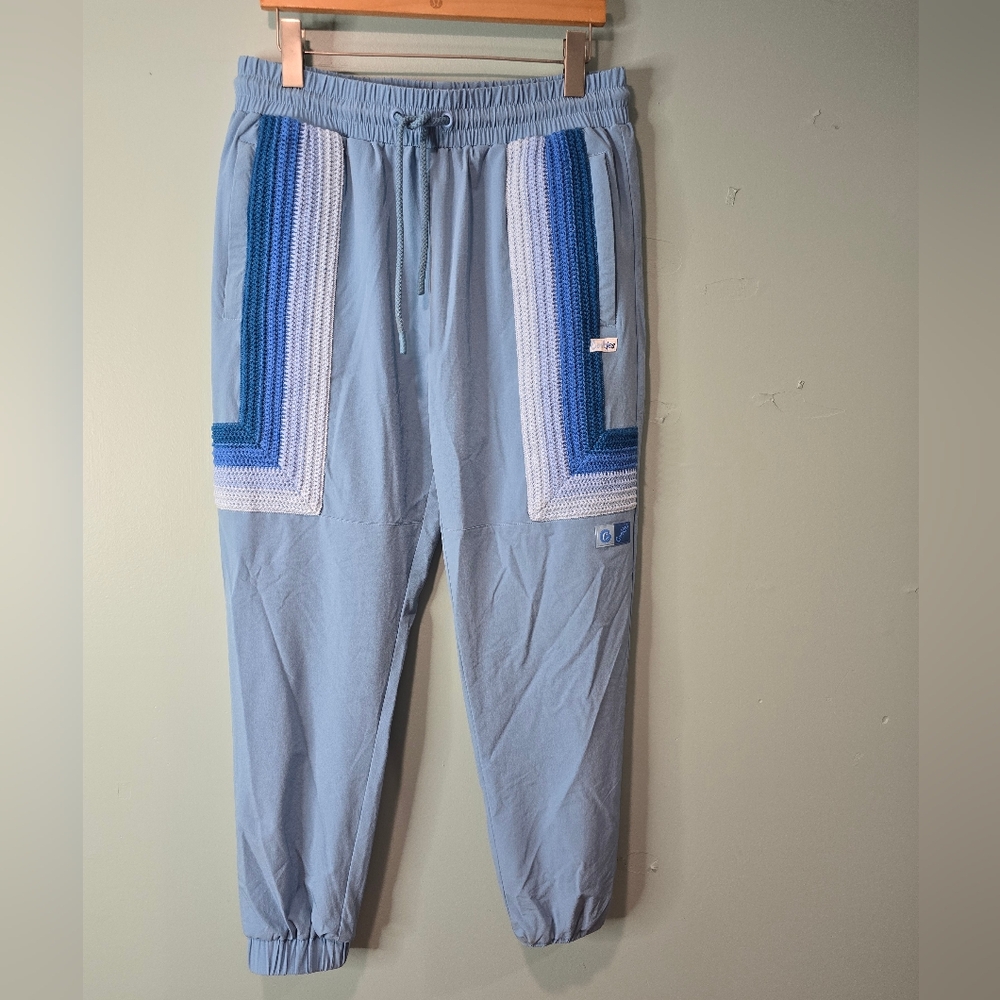 Cookies Crochet Accent Nylon Men's Blue White Joggers Size L